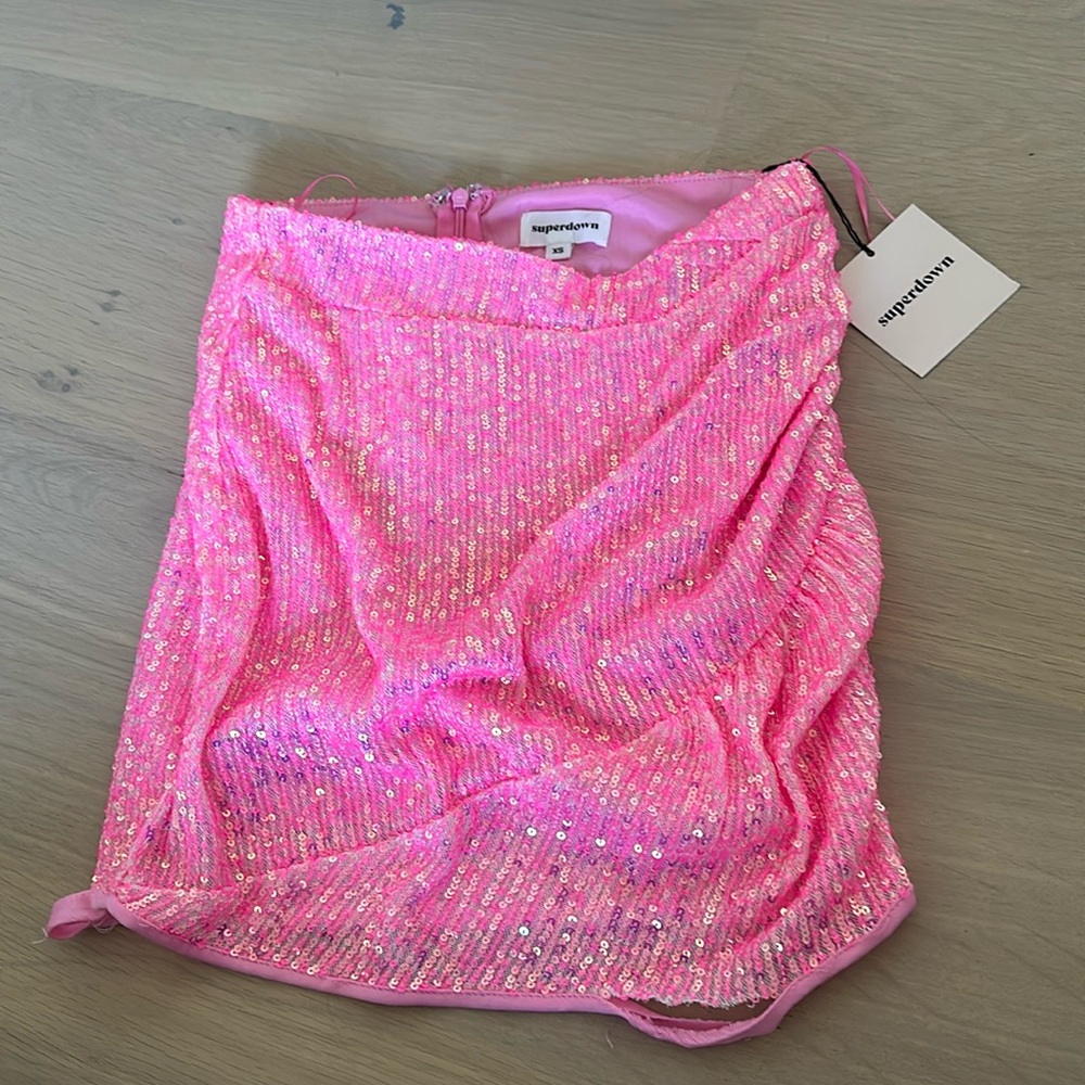 REVOLVE superdown pink sequin mini skirt